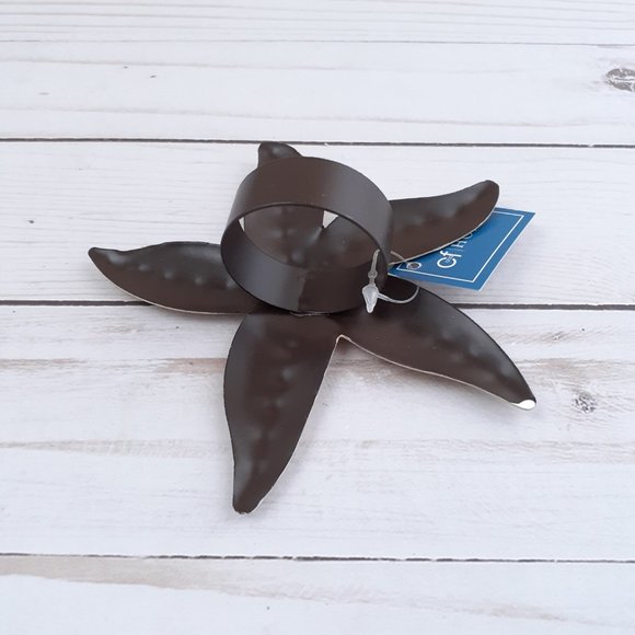 Napkin Rings Metal Starfish Nautical Set of 4 - Picture 3 of 3